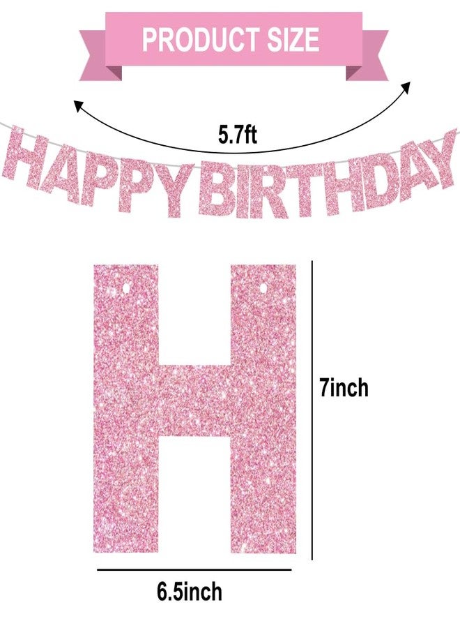 BEISHIDA Pink Happy Birthday Banner - Pre-Strung,No DIY Party Decorations - Happy Birthday Sign - Birthday Banner for Women, Kids - Backdrop - Image 2